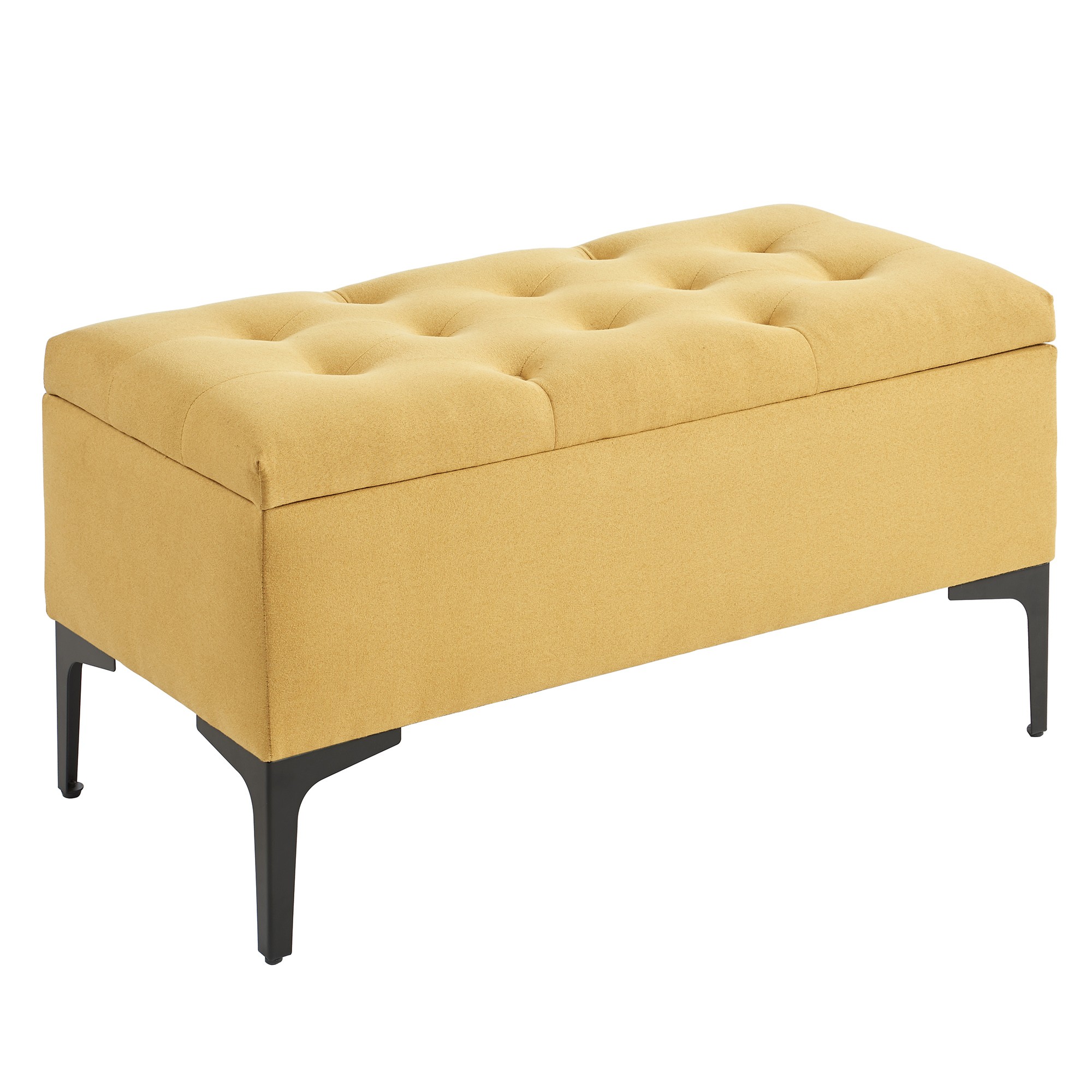 Worldwide Tyler Rectangular Storage Ottoman in Mustard/Black Legs
