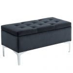 Worldwide Clare Rectangular Storage Ottoman in Black/Silver Legs
