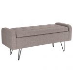 Worldwide Odet Storage Ottoman/Bench in Beige with Black Leg