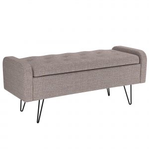Worldwide Odet Storage Ottoman/Bench in Beige with Black Leg