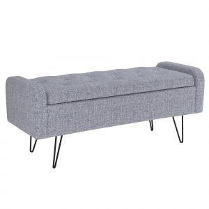 Worldwide Odet Storage Ottoman/Bench in Grey with Black Leg