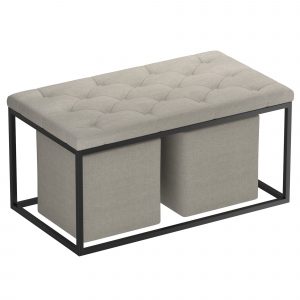 Worldwide Knox 3Pc Rectangular Cocktail Ottoman in Light Grey
