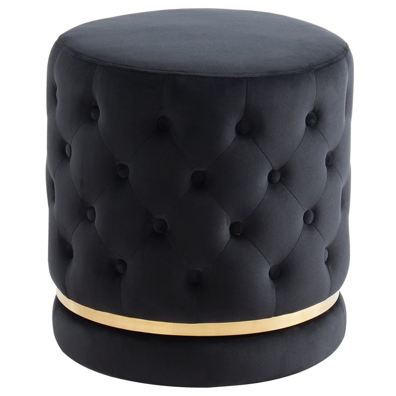 Worldwide Delilah Round Swivel Ottoman in Black/Gold