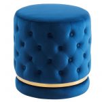 Worldwide Delilah Round Swivel Ottoman in Blue/Gold