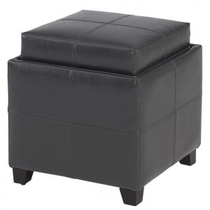 Worldwide Anton II Square Storage Ottoman in Grey