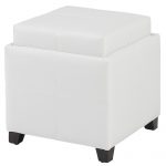 Worldwide Anton II Square Storage Ottoman in White