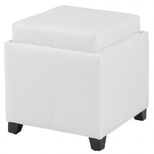 Worldwide Anton II Square Storage Ottoman in White
