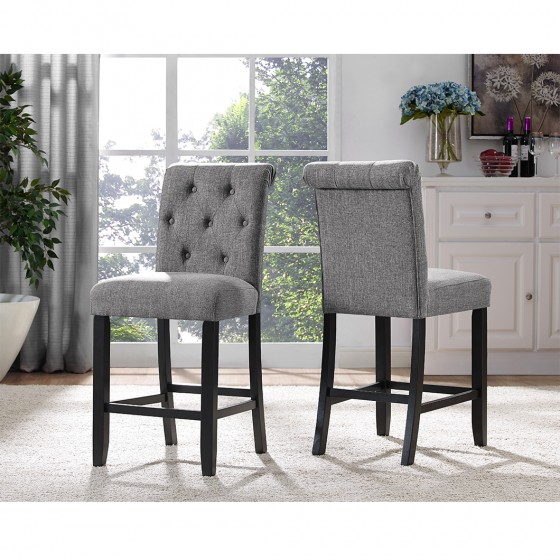 Brassex 638-24 GR TINGA 24' BAR CHAIR GREY Set of 2