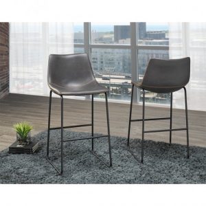 Brassex HY-7163 GR ACASIA 29' BAR STOOL VINTAGE GREY Set of 2