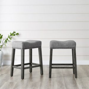 Brassex SIC6364-24 OAKLAND COUNTER STOOL, GREY Set of 2