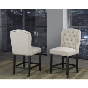 Brassex 6777-24BE MEMPHIS COUNTER STOOL, BEIGE Set of 2