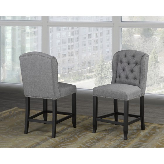Brassex 6777-24GY MEMPHIS COUNTER STOOL, GREY Set of 2