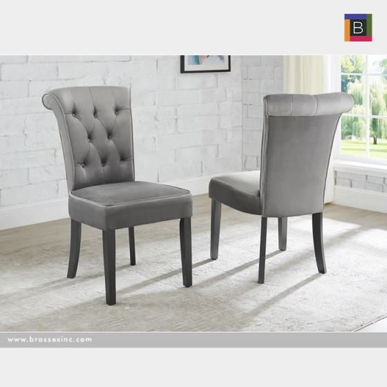 Brassex 6375-22GY AVA DINING CHAIR, GREY Set of 2