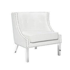 LUCY Lounge Chair White PU w/ steel legs Accent Chair