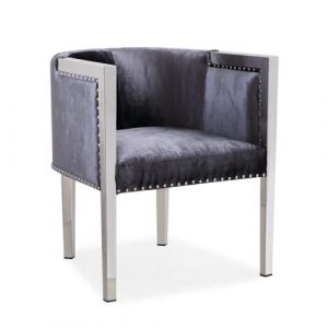 ELVIS Accent Chair GY-AC-7988 Stainless Steel legs E.Grey Velvet Accent Chair