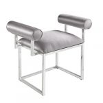 SERENA GY-OT-8046 Silver Satin W/Steel Base Ottoman