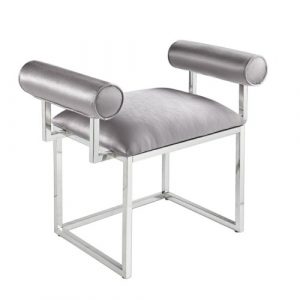 SERENA GY-OT-8046 Silver Satin W/Steel Base Ottoman