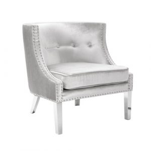LUCY Lounge Chair E-Grey Velvet With SS Legs LUCY Accent Chair