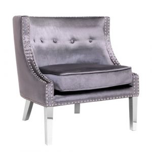 LUCY Lounge Chair E-Charcoal Velvet With SS Legs Accent Chair