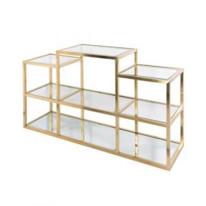 MULTI-LEVEL GOLD CONSOLE TABLE