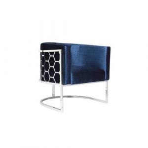 HONEYCOMB Accent Chair GY-AC-8148 Blue velvet, Polished steel frame Accent Chair