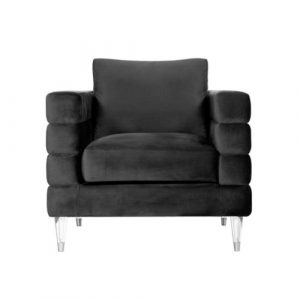 CHANNEL Lounge Chair GY-AC-8146 Black Velvet, acrylic legs w/ silver caps Accent Chair