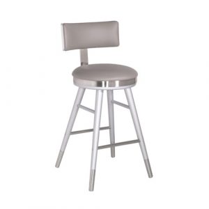 WINDSOR Counter Chair GY-COU-8195 Grey pu with silver T-frame Set of 2