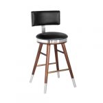WINDSOR Counter Chair GY-COU-8195 Black pu with silver T-frame Set of 2