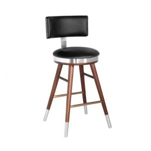 WINDSOR Counter Chair GY-COU-8195 Black pu with silver T-frame Set of 2