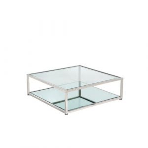 CASPIAN Coffee Table GY-CT-8206SQ Stainless Steel, glass top with mirror base 120*120*40cm