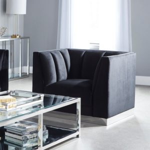 GIBSON Accent Chair GY-AC-8199 Black Velvet w/o side panel Accent Chair