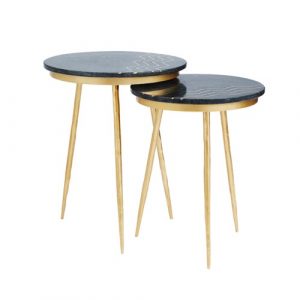Belvin End table XC-52977 SET OF 2 BLACK MARBLE