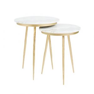 Belvin End table XC-52977 SET OF 2 WHITE MARBLE