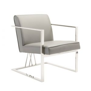 FAIRMONT Accent Chair GY-AC-8056 Grey leatherette w/ Steel Accent Chair