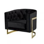 PINNACLE Lounge Chair GY-15016G Black Velvet Polished gold frame Accent Chair