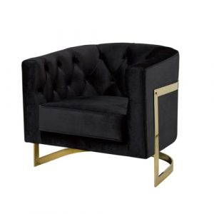 PINNACLE Lounge Chair GY-15016G Black Velvet Polished gold frame Accent Chair