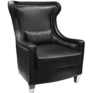 COHEN Lounge Chair GY-225 Black Bonded Leather Accent Chair