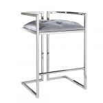 CORALIE Counter Chair GY-COU-8051 Silver Satin w/ steel base Set of 2