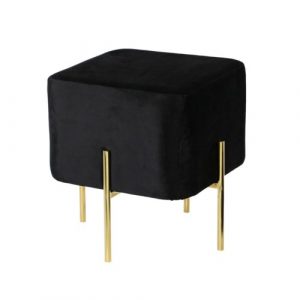 KUBE B GY-BEN-7772G Black Velvet Ottoman