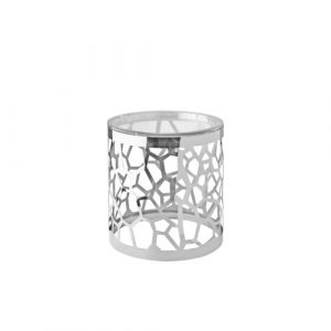 WELLINGTON End Table GY-ET-7982 Glass top w/ pattern cut steel frame