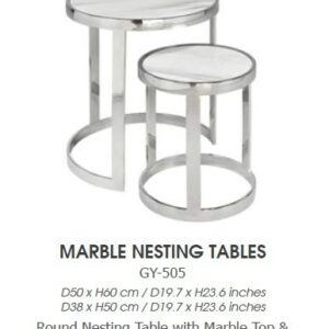 Nesting Tables GY-505, 2Pc Round Faux Marble top nesting tables