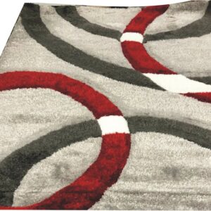 Alaska Shaggy 388 Grey Red Rug