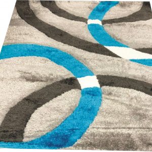 Alaska Shaggy 388 Grey Turquoise Rug