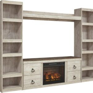 Willowton 4-Piece Entertainment Center with Electric Fireplace