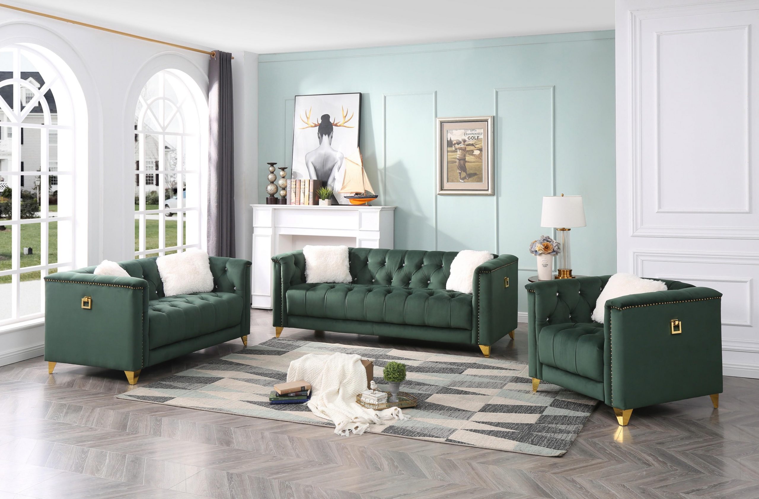 RUSSELL (#1125) - Green Sofa