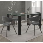 Vespa/Holt 5pc Dining Set, Black/Light Grey Velvet
