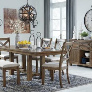 Moriville Dining Table and 4 Chairs and Bench