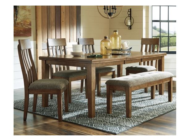 Flaybern Dining Table and 4 Chairs and Bench
