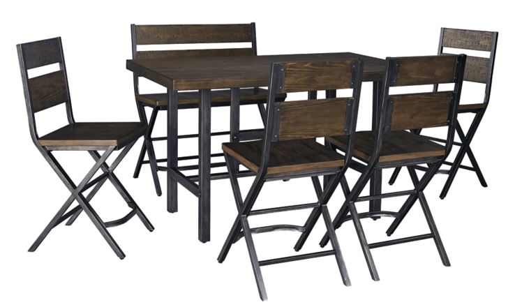 Kavara Counter Height Dining Table and 4 Barstools and Bench